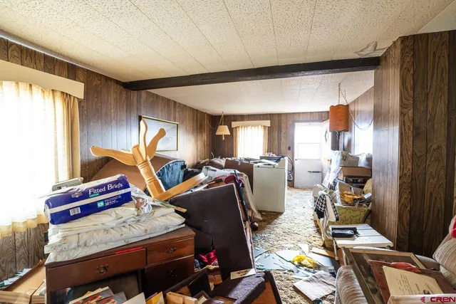 a room with furniture and a fireplace