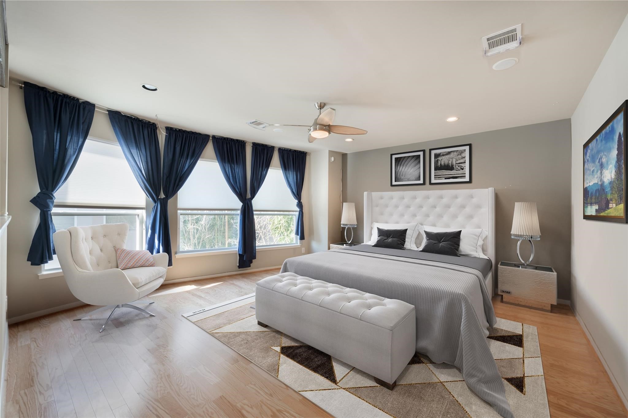 4243 Purdue Street, Unit C Houston, TX 77005 - Photo 22 of 48 a bedroom with furniture and a large window