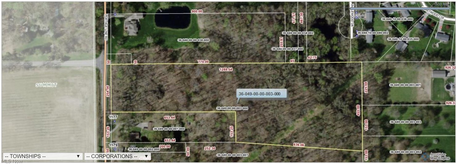 V/l Portage Line Road Mogadore, OH 44260 - Photo 2 of 6 Parcel Image from Portage County GIS System - showing property lines (http://portagecountyauditor.org/Map.aspx?Load=String&Todo=Find&SearchString=36-049-00-00-003-000)