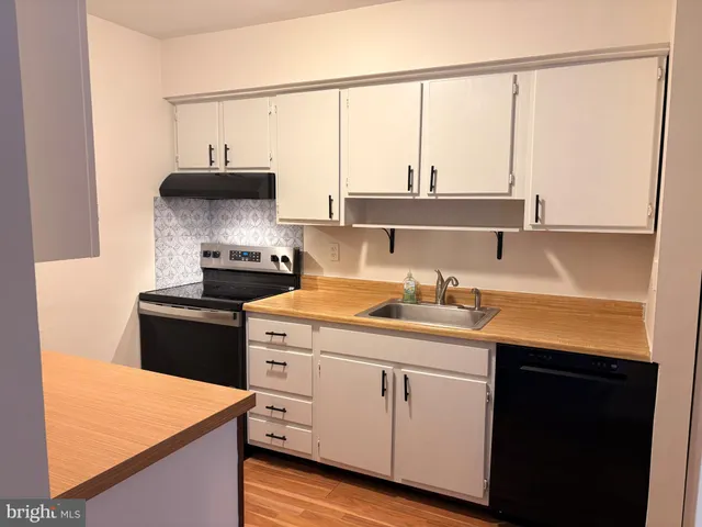 a kitchen with a sink a stove and cabinets