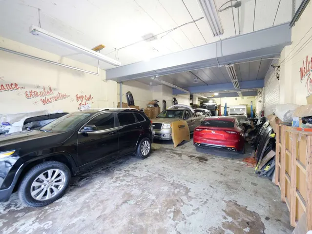 a view of a building and a street