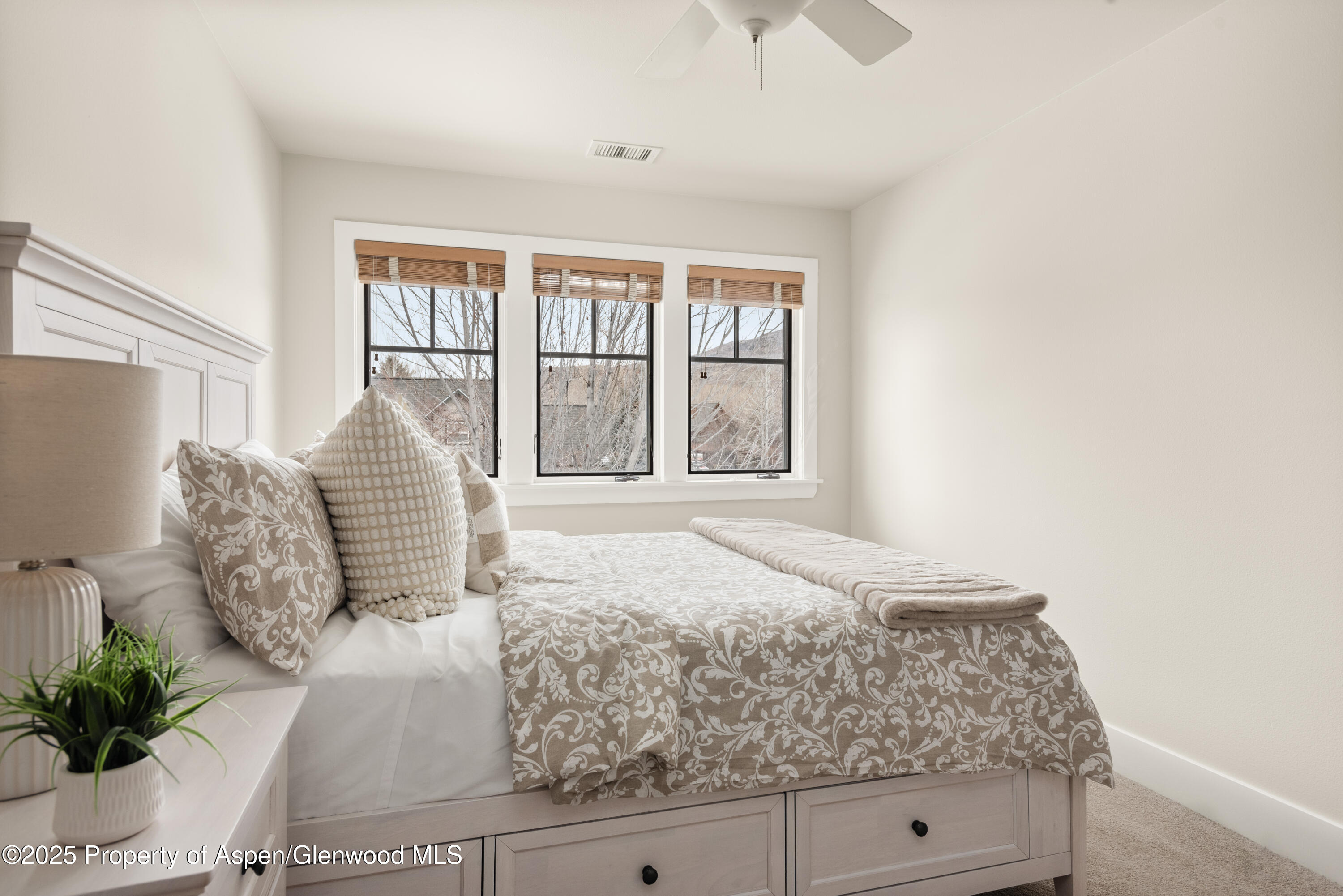 314 Sopris Circle Basalt, CO 81621 - Photo 20 of 36 a bedroom with a large bed and a potted plant
