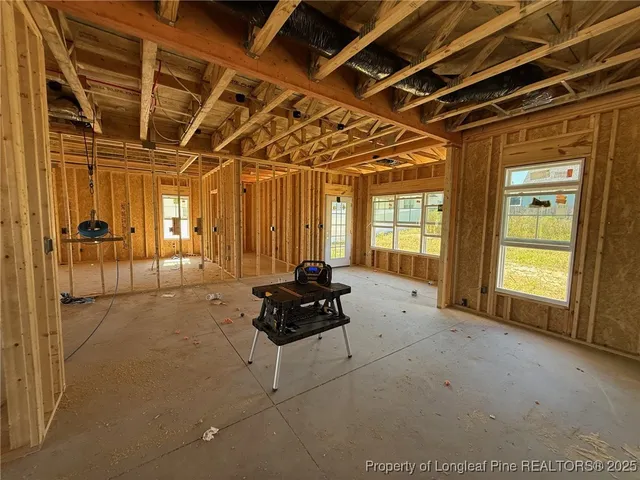 a view of a room with a window