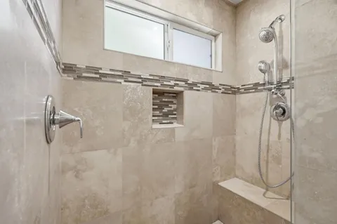 a bathroom with a shower