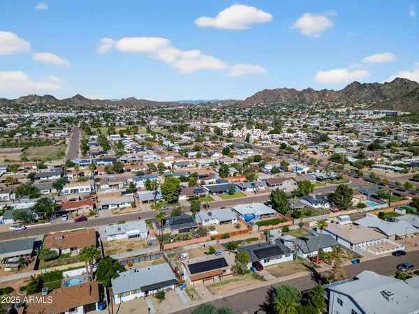 an aerial view of a city