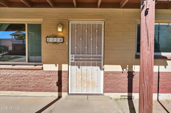 a view of a door of the house
