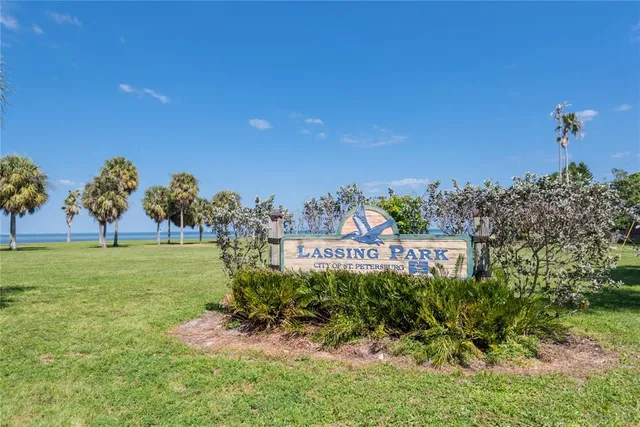 a view of a yard with an tree