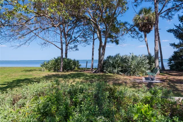 a view of a lake and a yard