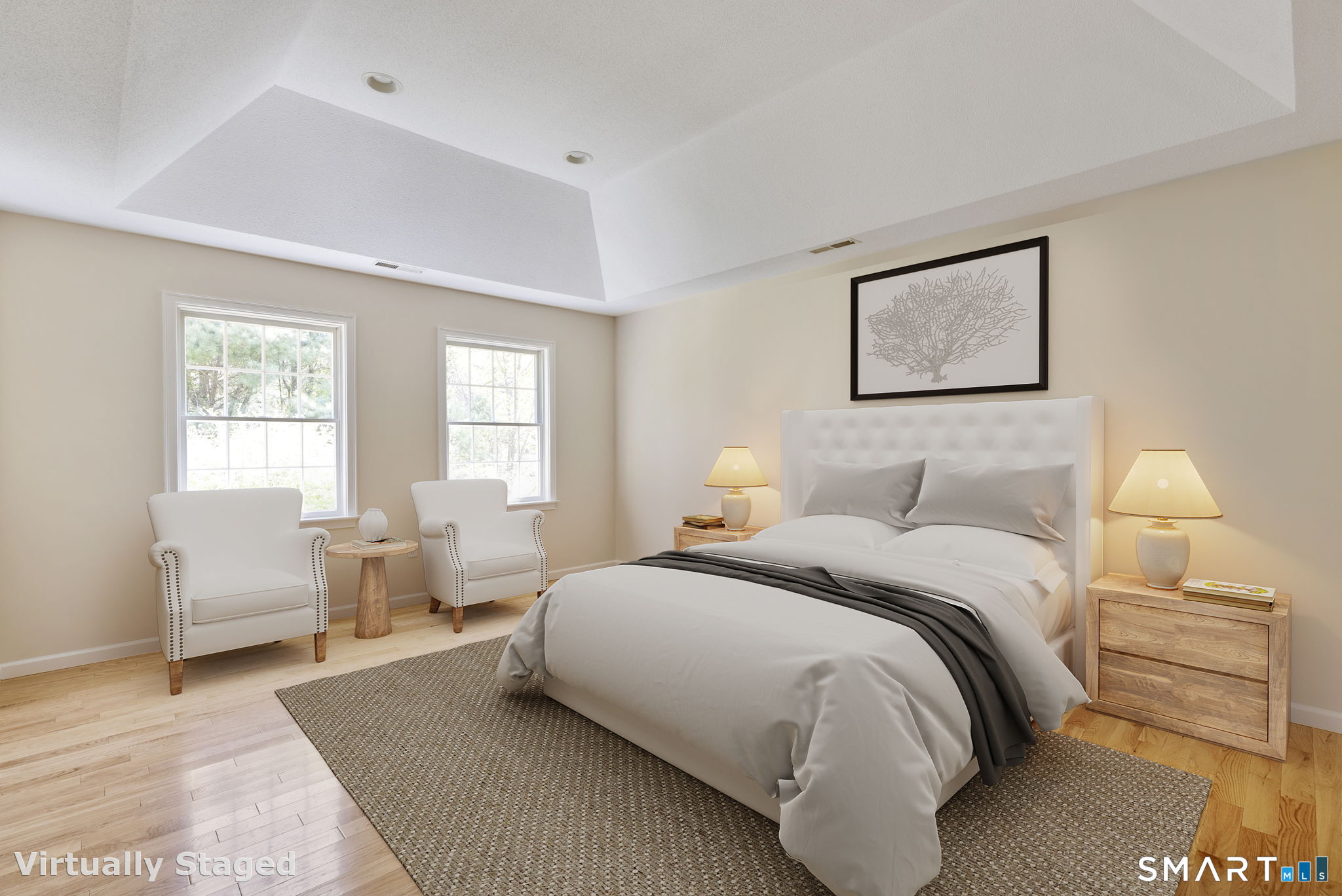 555 Waterville Road Avon, CT 06001 - Photo 29 of 40 a bedroom with a bed and wooden floor