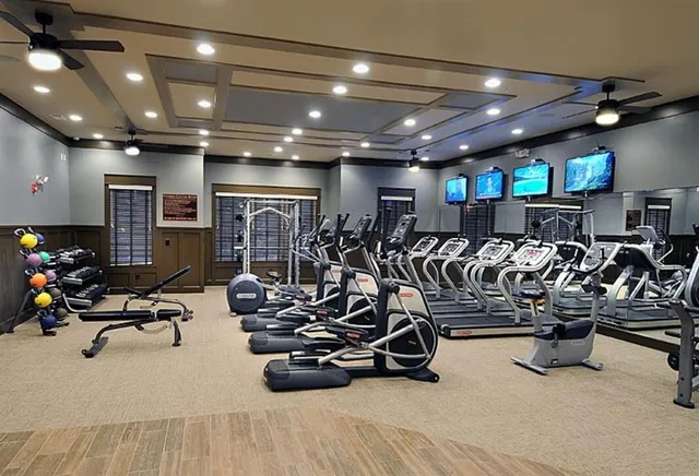 a view of a room with gym equipment