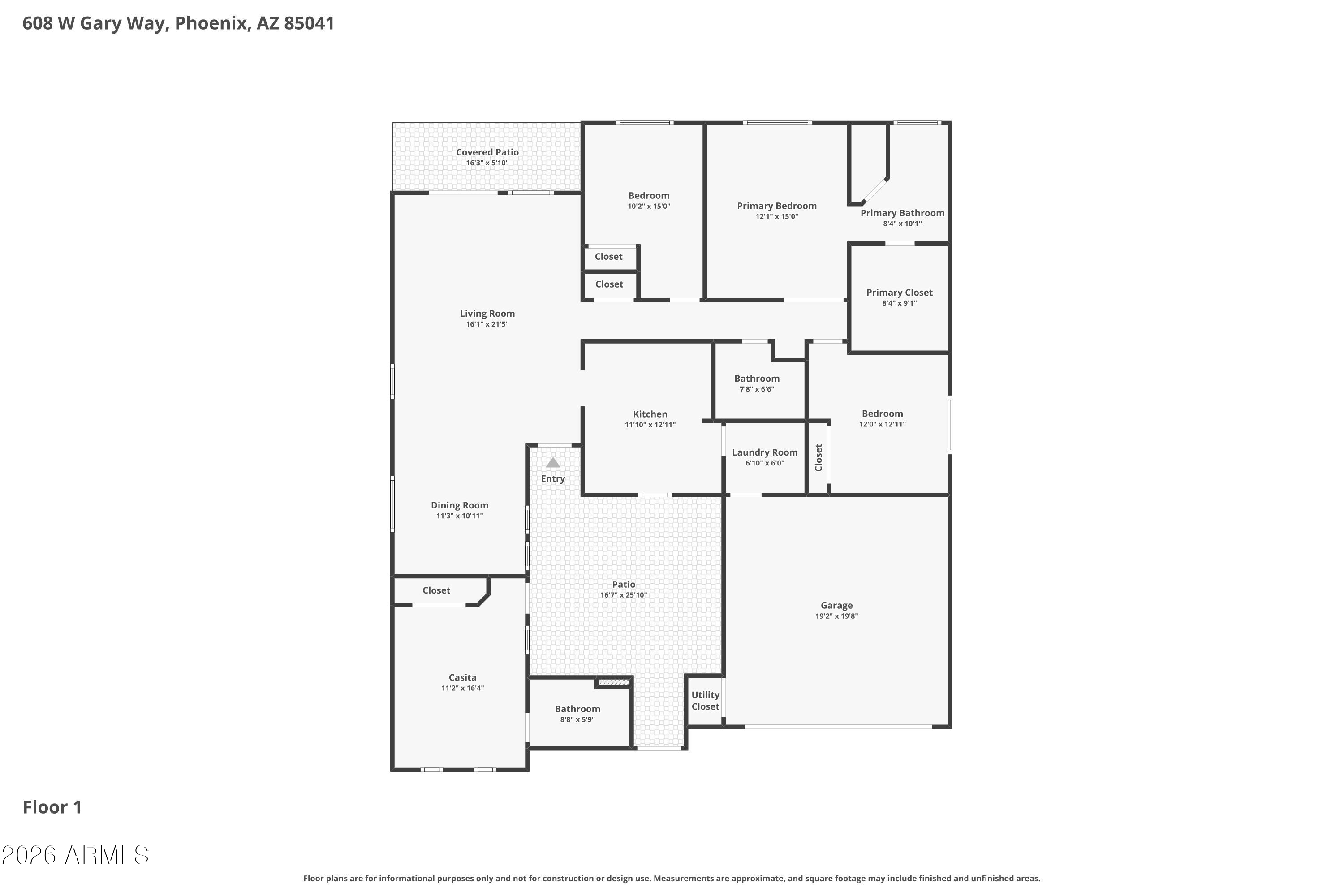 608 West Gary Way Phoenix, AZ 85041 - Photo 48 of 48 a picture of a floor plan
