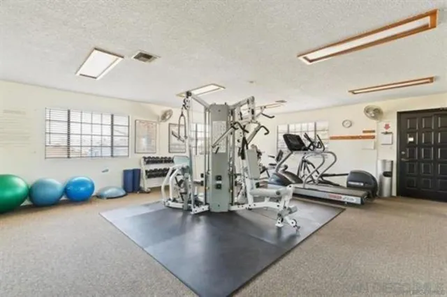 a view of a room with gym equipment
