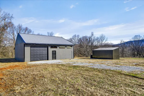 a view of a yard with an trees