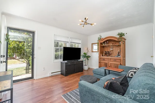 a living room with furniture and a flat screen tv