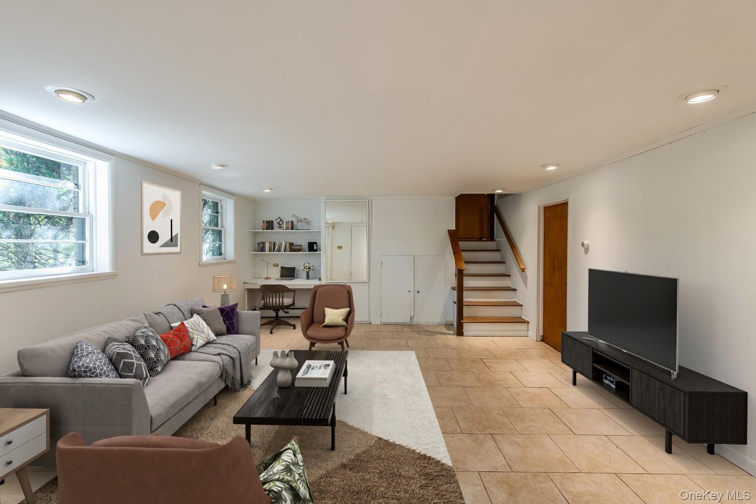 19 Ridgeview Road Poughkeepsie, NY 12603 - Photo 36 of 48 Living room featuring stairway and recessed lighting