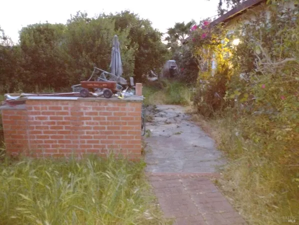 a view of a pathway both side of building