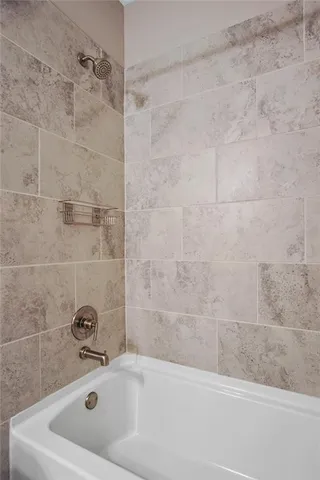 a bathroom with a bathtub