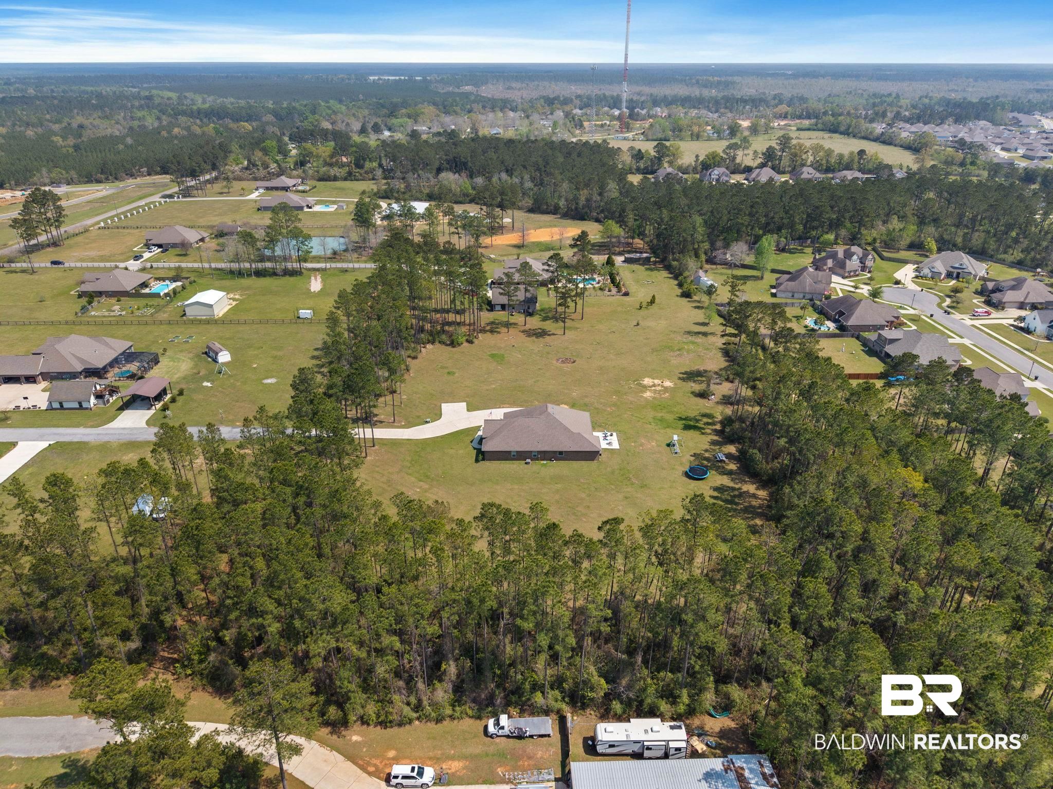 12750 B Jenkins Pit Road Daphne, AL 36527 - Photo 71 of 89 Aerial view of property and surrounding area with nearby suburban area