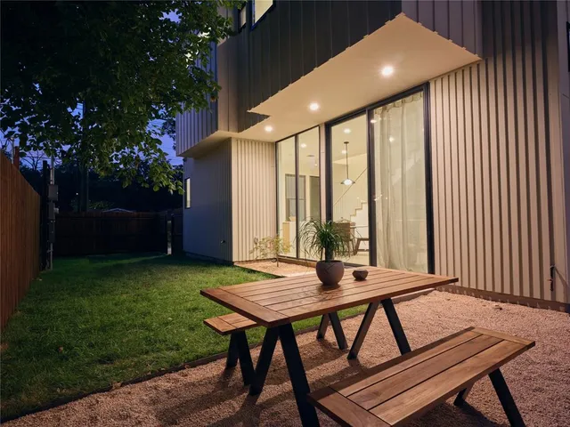 a view of an outdoor space with seating area