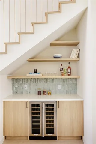 a close view of kitchen cabinets
