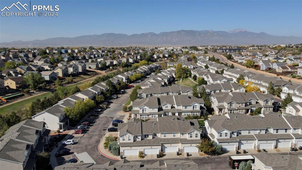7675 Sandy Springs Point Fountain, CO 80817 - Photo 31 of 32 an aerial view of a house with a mountain