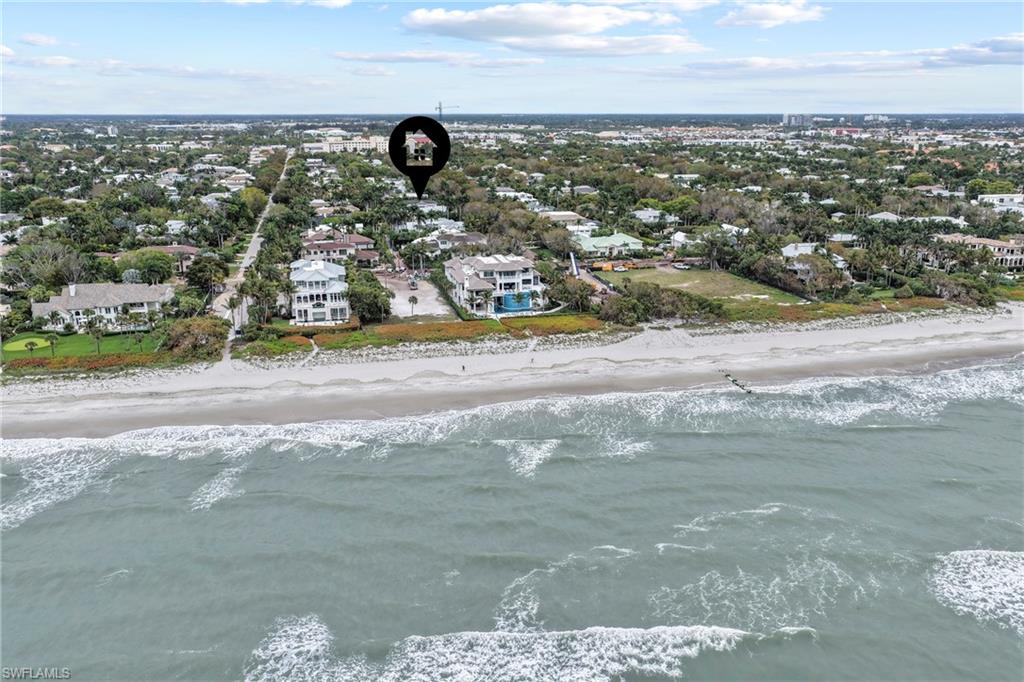 215 3rd Avenue North Naples, FL 34102 - Photo 46 of 47 Aerial view of the home in relation to the beach.