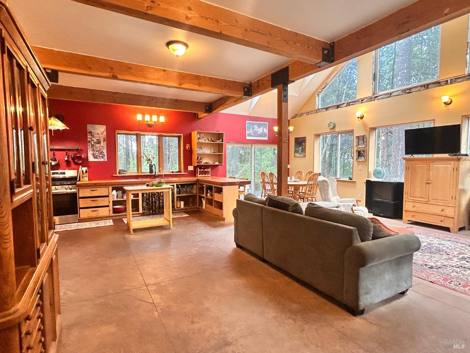 29281 Timberline Road Willits, CA 95490 - Photo 11 of 38 a living room with furniture and a flat screen tv