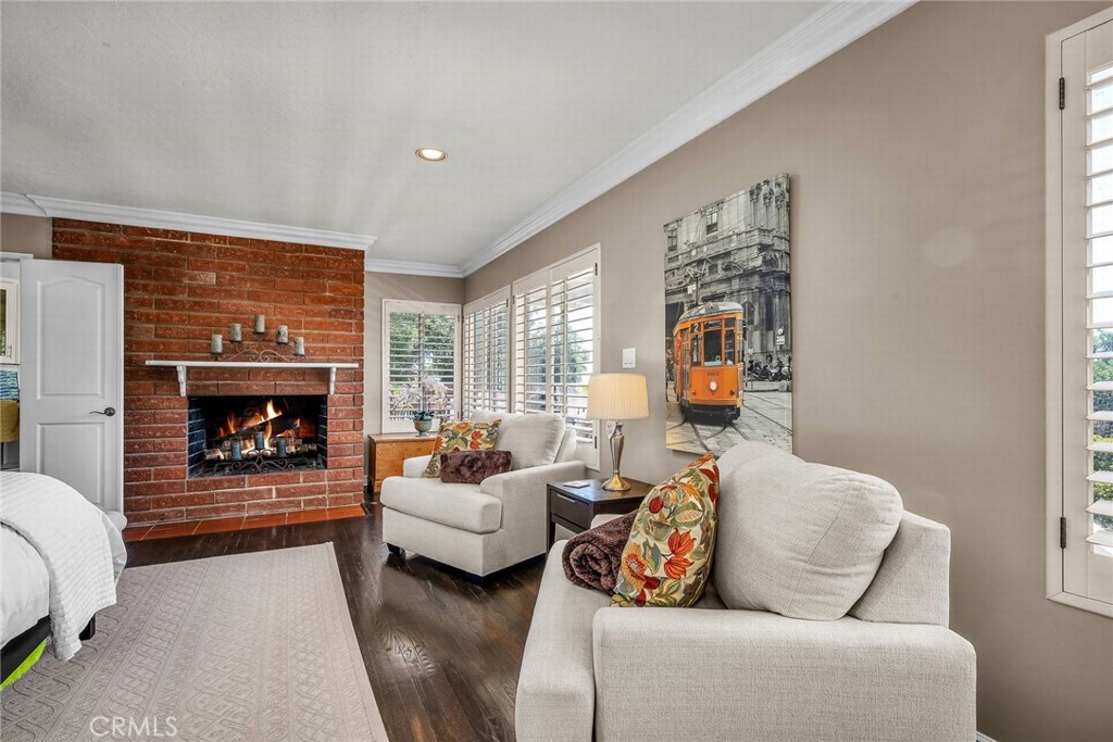 27610 Eastvale Road Palos Verdes Peninsula, CA 90274 - Photo 30 of 66 Upper level bedroom with fireplace.
