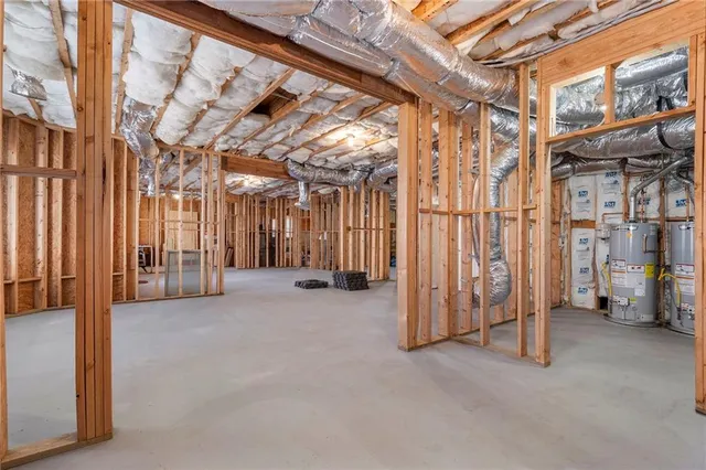 an aerial view of a house with outdoor space
