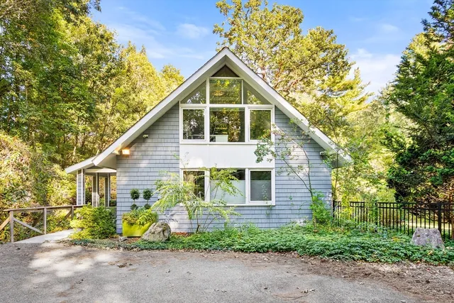 a view of a house with a yard and plants