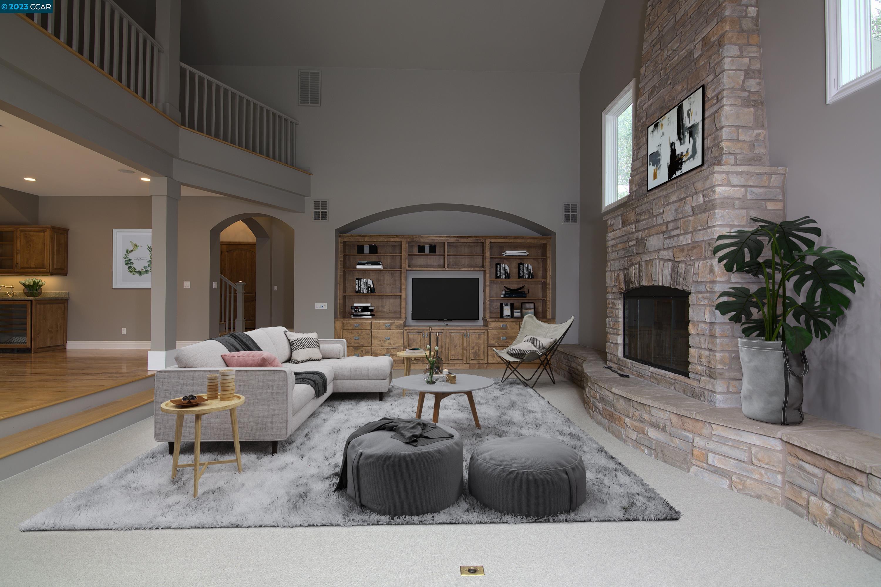 3324 Las Huertas Road Lafayette, CA 94549 - Photo 4 of 8 a living room with furniture and a fireplace