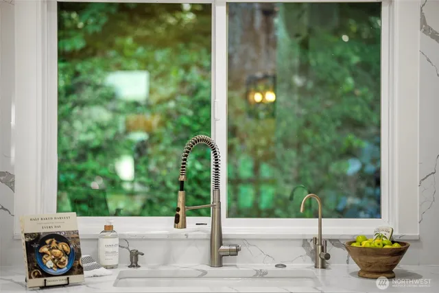 a view of a street with sitting space