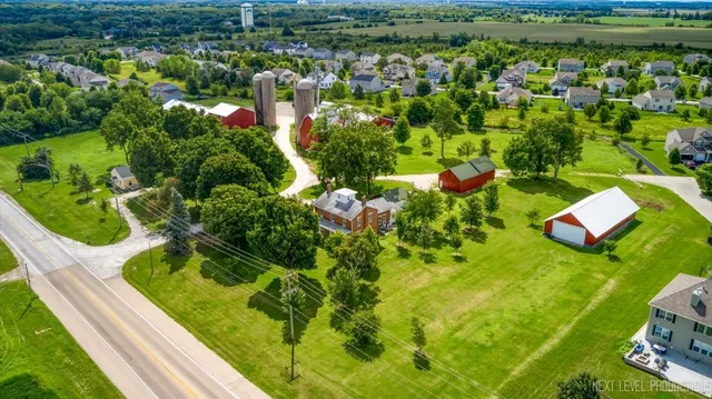 a view of a garden with an outdoor space