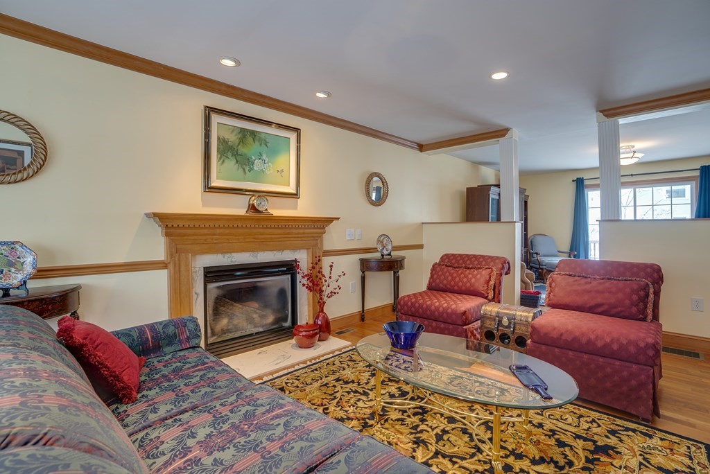 265 Renfrew Street Arlington, MA 02476 - Photo 5 of 39 a living room with furniture or couch and a fireplace