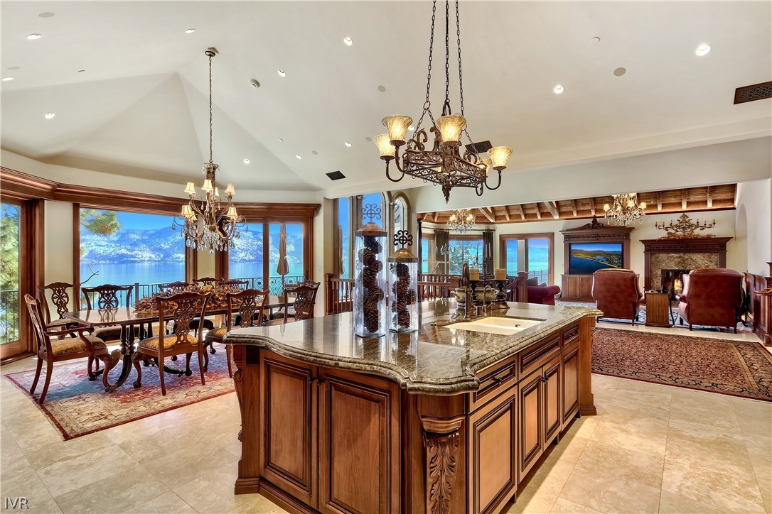 32 Crystal Drive Crystal Bay, NV 89402 - Photo 13 of 35 a very nice looking dining room with a large center island a dining table and chairs
