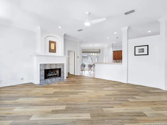 a view of a livingroom with a fireplace