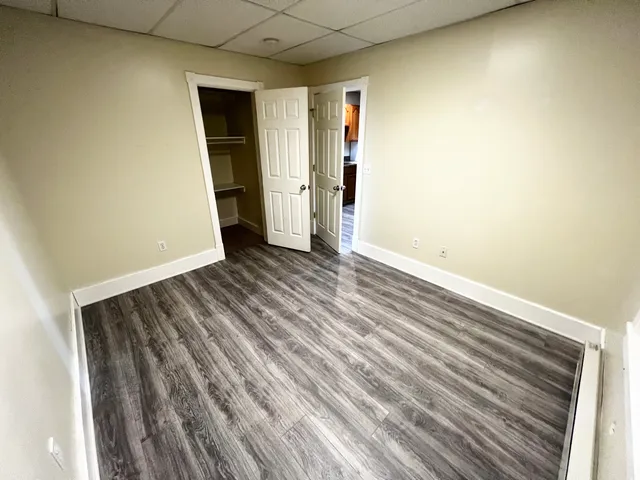 an empty room with closet