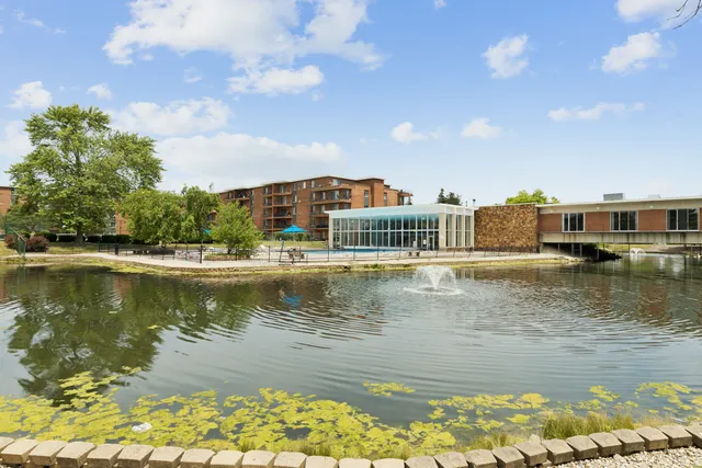 a view of a lake with houses