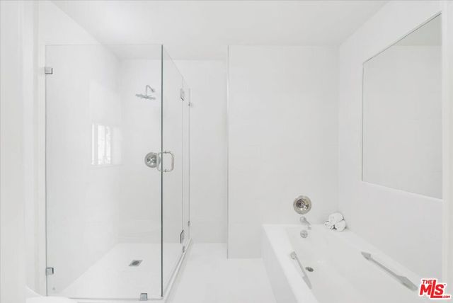 a bathroom with a bathtub