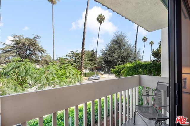 a balcony with street view