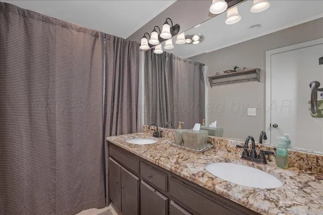a bathroom with a sink and a shower