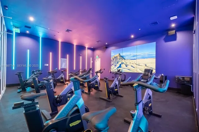 a view of a room with gym equipment