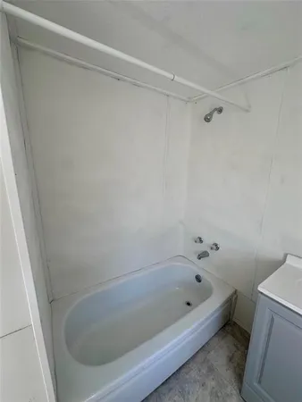 a bathroom with a bathtub
