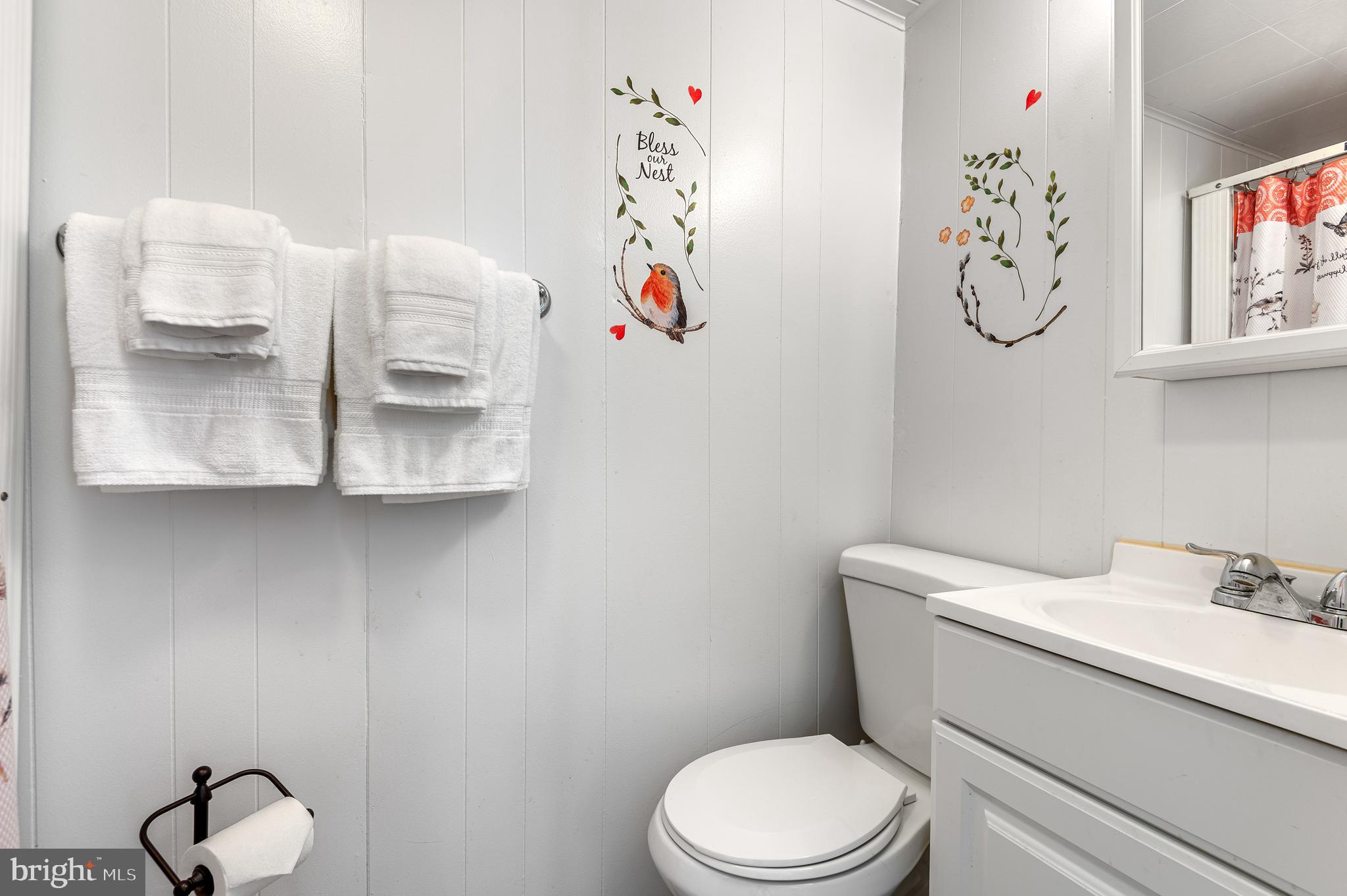 111 Compass Road Baltimore, MD 21220 - Photo 22 of 36 a bathroom with a toilet a sink and a mirror