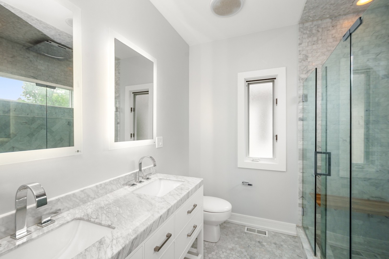 3700 North Kenneth Avenue Chicago, IL 60641 - Photo 14 of 29 a bathroom with a granite countertop sink and a mirror