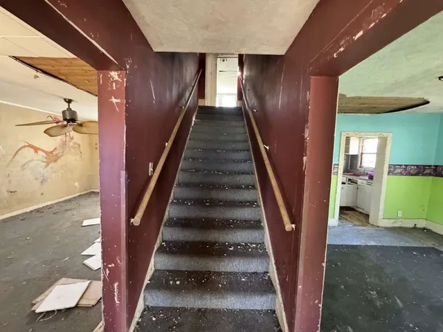 an empty room with windows