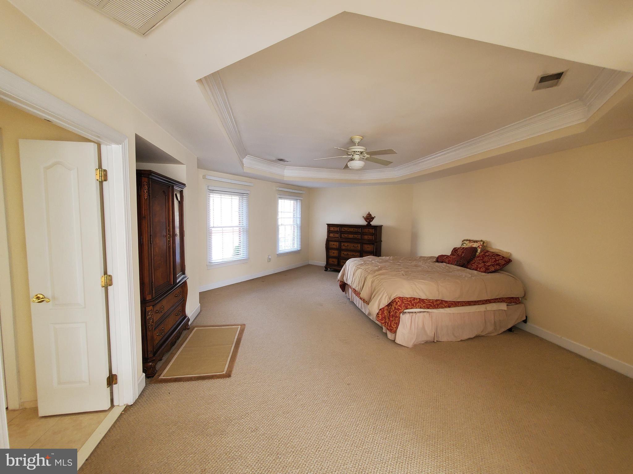 14418 Ashleigh Greene Road Boyds, MD 20841 - Photo 18 of 31 a spacious bedroom with a bed and a chandelier
