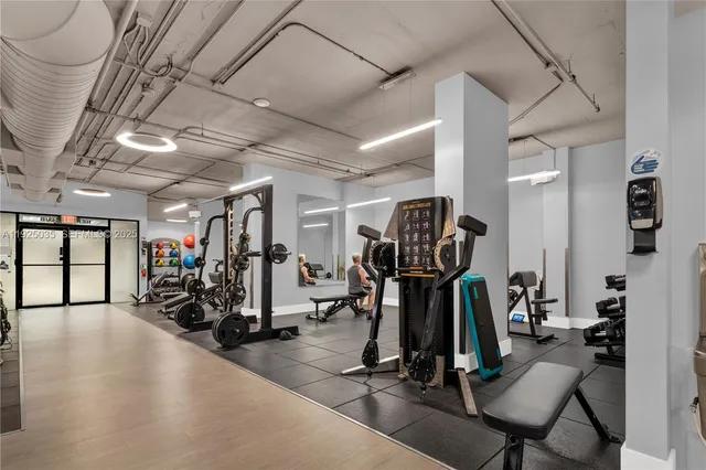 a view of a room with gym equipment
