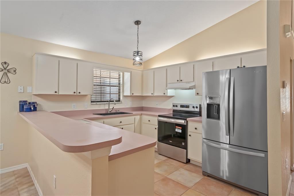 3911 Northeast 22nd Street Ocala, FL 34470 - Photo 10 of 46 a kitchen with kitchen island a sink appliances and cabinets