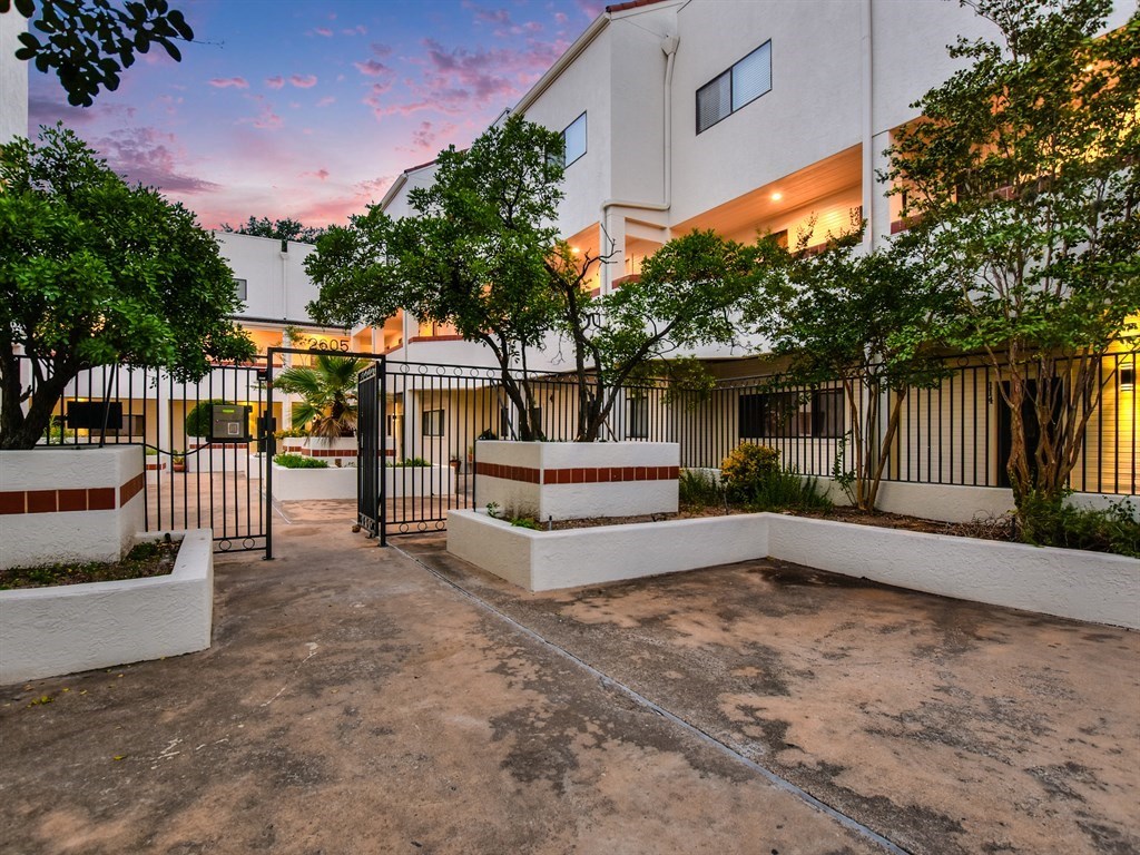2605 Enfield Road, Unit 108 Austin, TX 78703 - Photo 1 of 1 Entrance to Enfield Townhomes. Steps away from UT/Capital Metro bus stop!
